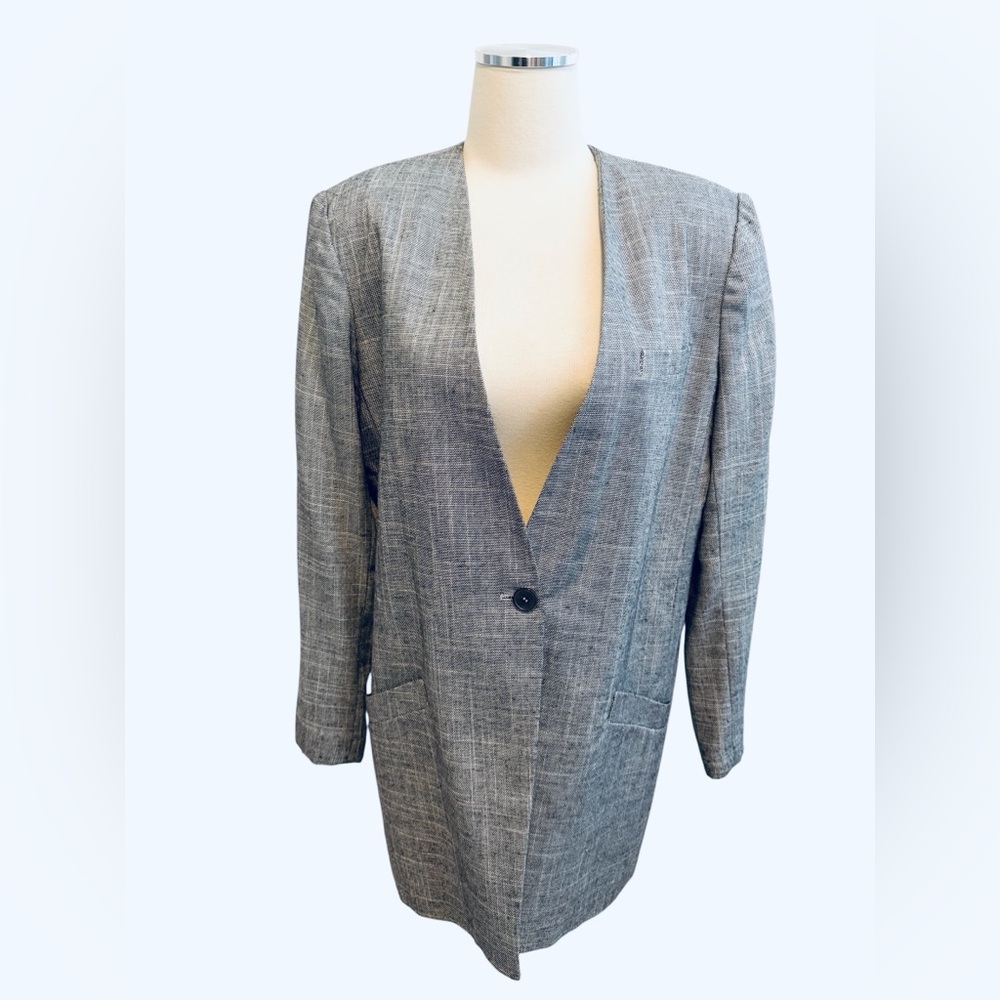 80s Vintage SHERBET Gray One Button Women's Blazer Jacket Sz L